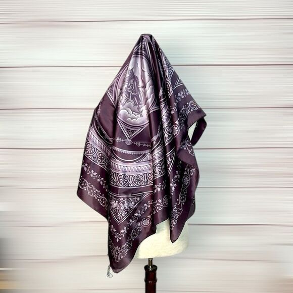 NWT FRANGI Tie Rack Silk Square Scarf Purple Mauve Classic Design 34x34” Italy - Picture 2 of 10